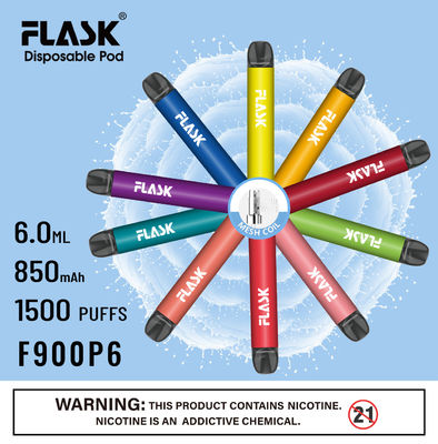 F900 P6 부드러운 공기 흐름 일회용 전자담배 펜 1500puffs 메쉬 코일