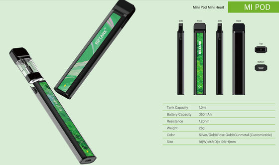 2021 일회용 CBD/THC 전자담배 Pod BBTANK Mi POD 다채로운 사용자 정의 로고 및 포장 교체 가능한 카트리지 세라믹 코일