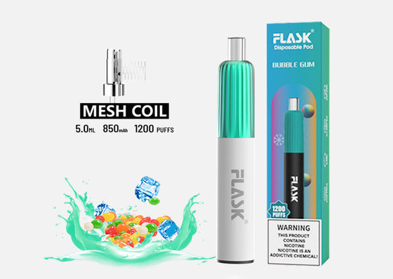 1200 퍼프 5.0ml 니코틴 프리 일회용 전자 담배 Vaping 장치