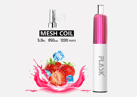 1200 퍼프 5.0ml 니코틴 프리 일회용 전자 담배 Vaping 장치