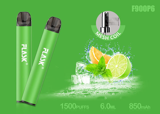 Nicosalt 5% 1500puffs 메쉬 코일이 있는 6.0ml 유리 오일 카트리지