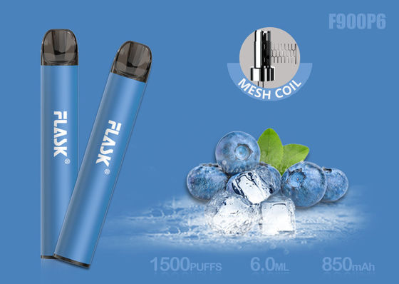 Nicosalt 5% 1500puffs 메쉬 코일이 있는 6.0ml 유리 오일 카트리지