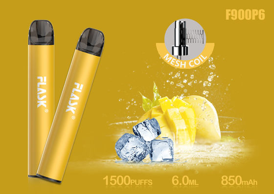 Nicosalt 5% 1500puffs 메쉬 코일이 있는 6.0ml 유리 오일 카트리지