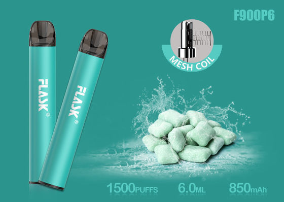 Nicosalt 5% 1500puffs 메쉬 코일이 있는 6.0ml 유리 오일 카트리지