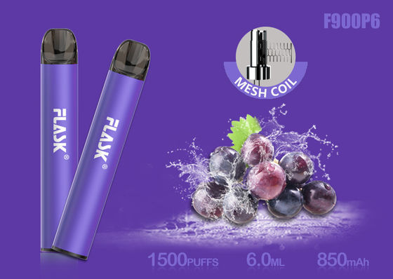 Nicosalt 5% 1500puffs 메쉬 코일이 있는 6.0ml 유리 오일 카트리지