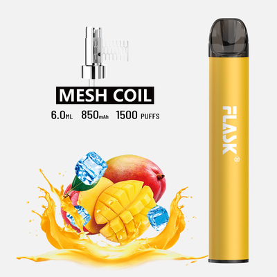 OEM ODM 1500puff 850mAh 일회용 Vape 포드 6.0ml E 액체 메쉬 코일