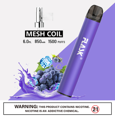 메시 코일을 가진 RGBvape SS304 Ecig 1500 퍼프 처분할 수 있는 vape 장치