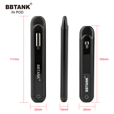 BBTANK IN 포드 THC 잔사유 일회용은 장치 2 밀리람베르트 세라믹 코일을 기화시키고 100% 품질 제어 프로세스와 포드를 기화시킵니다
