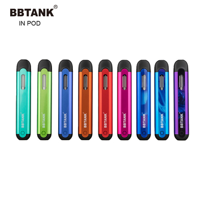 THC 버릴 수 있는 BBTANK IN 포드 재충전 E-여송연 350 mah 농유 포드 시스템 델타 8 불연성 담배 CBD 석유 펜을 기화시킵니다