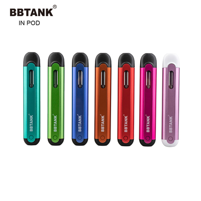 THC 버릴 수 있는 BBTANK IN 포드 재충전 E-여송연 350 mah 농유 포드 시스템 델타 8 불연성 담배 CBD 석유 펜을 기화시킵니다