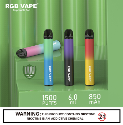 RGB 메 코일 6 밀리람베르트 일회용은 포드 장치 850 mah 건강한 Ｅ 여송연을 기화시킵니다